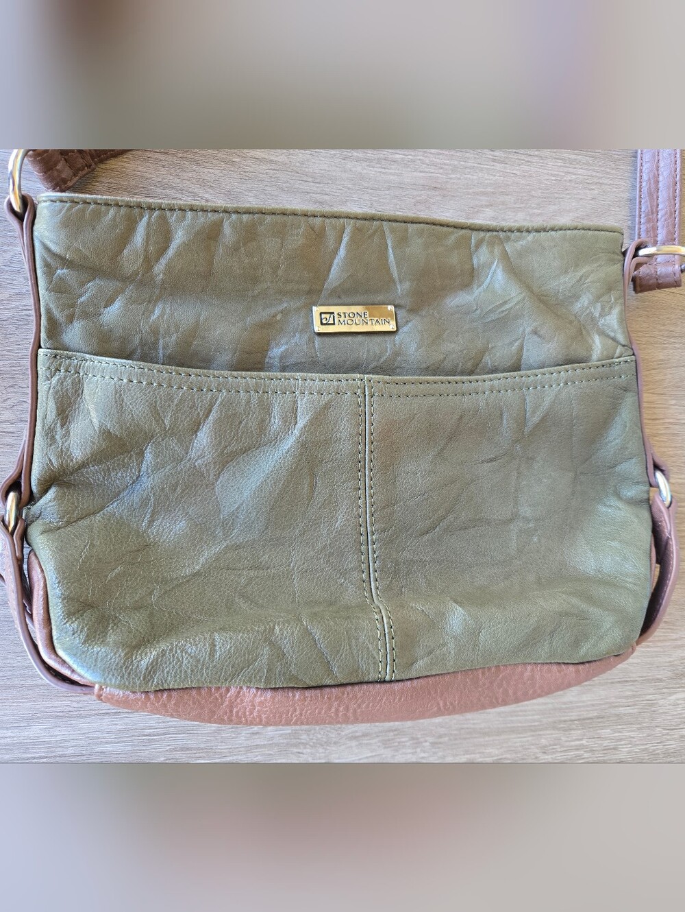 Stone Mountain Accessories Olive Green Leather Crossbody Bag